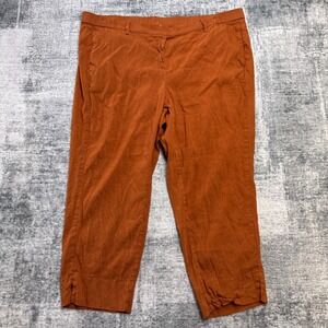 J JIll Linen Stretch Pants Womens 3X Rust Orange Crop Pull On Lagenlook Earthy